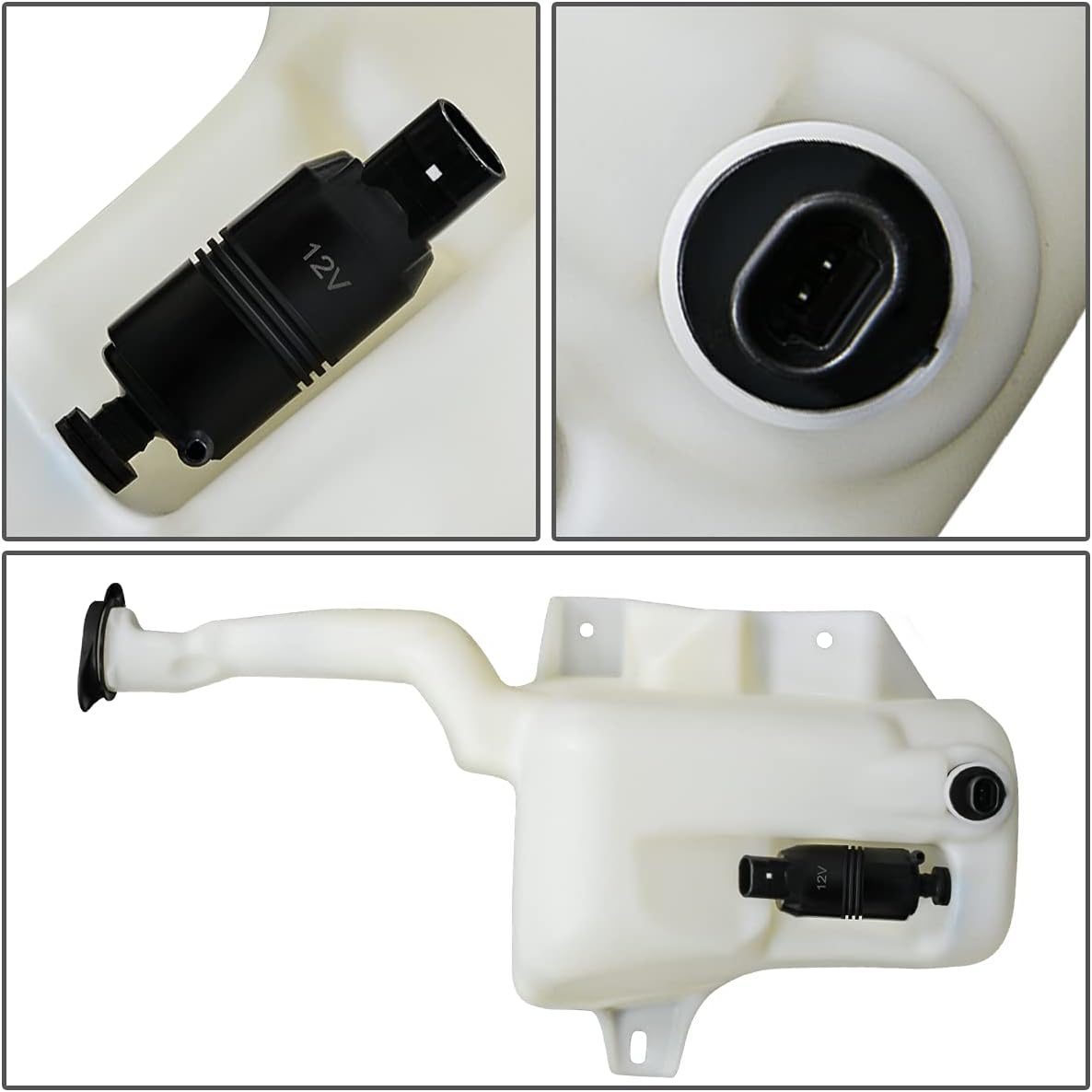 Auto Dynasty GM1288201 Factory Style Car Windshield Washer Reservoir Tank - Reservoir Cap | Washer Fluid Pump| Fluid Level Sensor - Compatible with Buick Lucerne Cadillac DTS 06-11, White