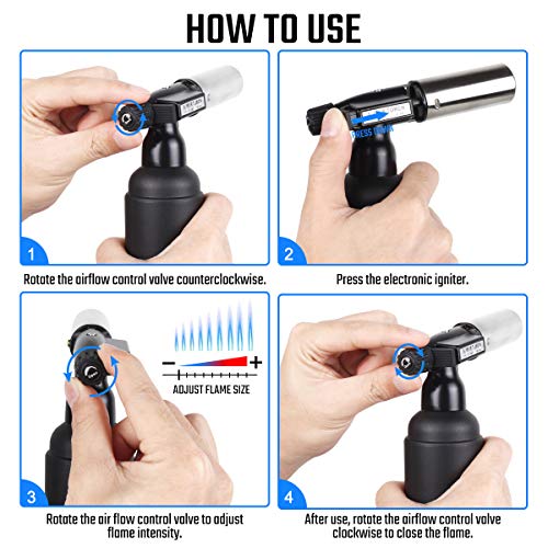 Sondiko Big Butane Torch-Adjustable Double Flame Culinary Torch Refillable Industrial Torch - Blow Torch Lighter With Safety Lock For Soldering Baking Welding Diy Crafts - Butane Gas Not Included #TOP2