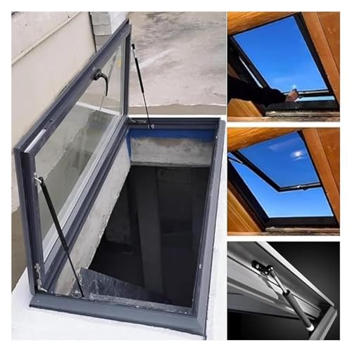 Skylight Roof Window， Attic Small Roof Escape Hatch Cover, Basement Daylighting Door, Flush Mount Underground Lighting Well Window(140x60cm)