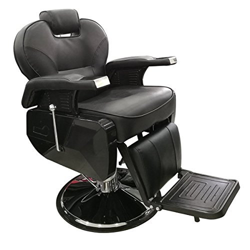 LOVECRAZY Sillón Giratoria 360º con Base Fijo y Apoyapiés, Altura Regulable, Uso Profesional para Peluquería, Tienda de Tatuaje, Salón de Belleza, Masajería BX2698A-NE