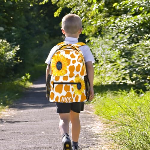 Sac à dos imprimé vache et tournesol grand format au style unique