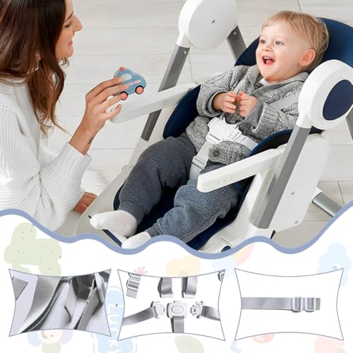 DWFEYOI 1 Stück 5 Punkt Gurt Sicherheitsgurt Hochstuhl Multifunktional Kinderschutzgurt Hochstuhl Gurt für Buggy, Kindersitz, Kinderwagen und Hochstuhl,hauck hochstuhl zubehör,Grau
