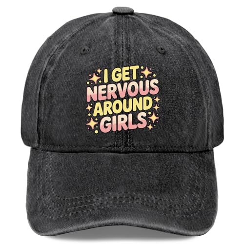 I Get Nervous Around Girls Hats for Women Classic Washed Distressed Baseball - Main Image