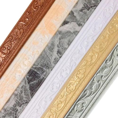 NEIQIUWING Cenefa autoadhesiva de 10 m x 8 cm x 5 mm, 3D, flexible, para papel pintado y revestimiento de pared