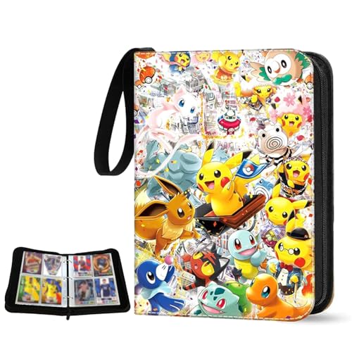 Classeur Carte, Album Porte Carte 400 Capacité 50 Pages, Portable Livre Collectionner en Cuir Fermeture Éclair, Cadeaux pour Garçons et Filles