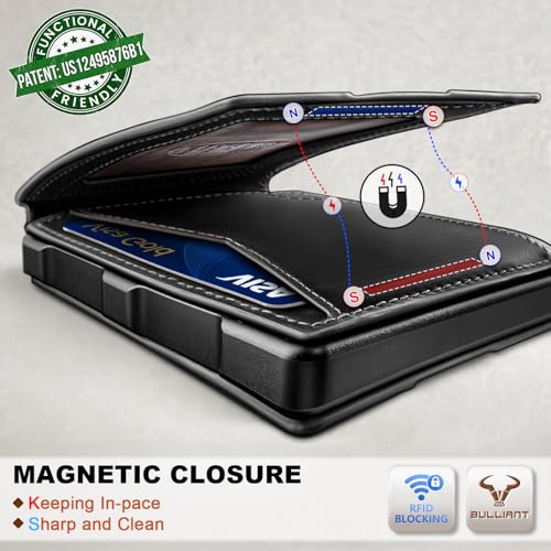 BULLIANT Men Slim Full Grain Wallet Metal Case Money Clip-Magnetic Closure - image 4