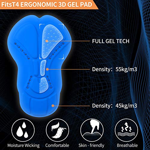 image for FitsT4 Sports FitsT4 Men's Cycling Bib Shorts 3D Padded Bike Shorts Ro