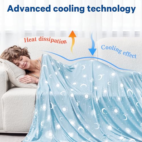 Image of inhand Cooling Blanket Full Size (80 inchx90 inch) - Double Sided Cooling Blankets for Hot Sleepers, Breathable Lightweight Summer Blanket for Beach, Sofa Bed Couch, Room Decor, Gifts for Women Sky Blue