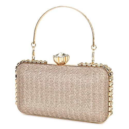 UBORSE Handtas voor dames, avondtas, clutch, ketting, schoudertas, glanzend, kleine tas voor vrouwen, meisjes, bruiloft, bruid, feesttas, zwart - Image 8