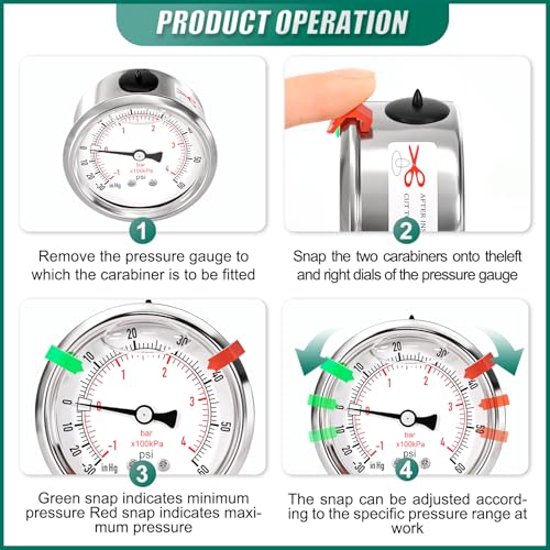 Image of -30inHG-0PSI Stainless Steel Glycerin Liquid Filled Vacuum Pressure Gauge 1 /4 inch NPT 2.5 inch Face Dial, Back Mount, for Water, Oil and Air Pressure Testing (with Range Mark Pointer)