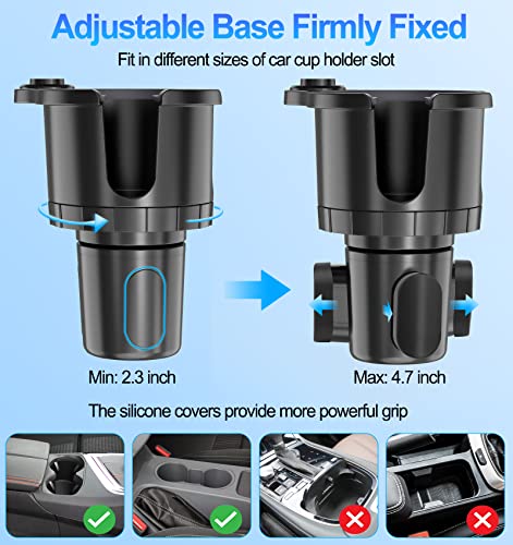 Sinvanho Car Cup Holder Expander With Phone Mount, 2 In 1 Automotive Cell Phone Drink Holder Adapter With Adjustable Base Long Gooseneck 360° Rotation, Fits Any Smartphones And Most Bottles #TOP2
