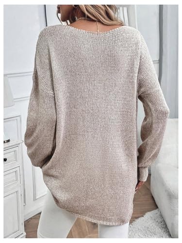 SOLY HUX Women's Asymmetrical Neck Sweaters Long Sleeve Loose Fit Dressy Casual Knit Fall Tops2