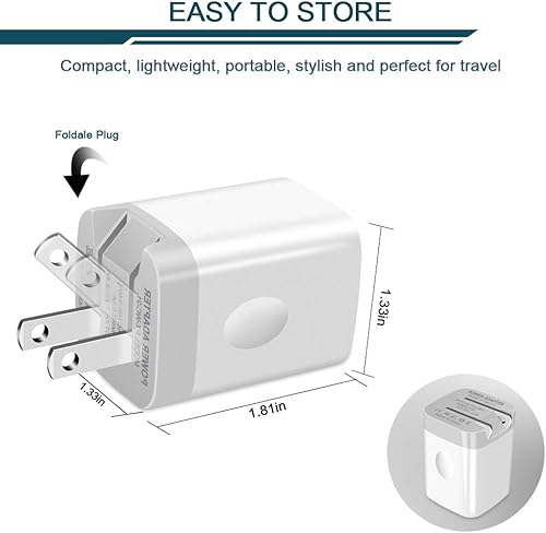 Miniatura 2 de Cargador de pared USB, adaptador de cargador plegable, AILKIN 2 unidades de 2.4 amperios de doble puerto de cargador rápido, cubo de enchufe de CA