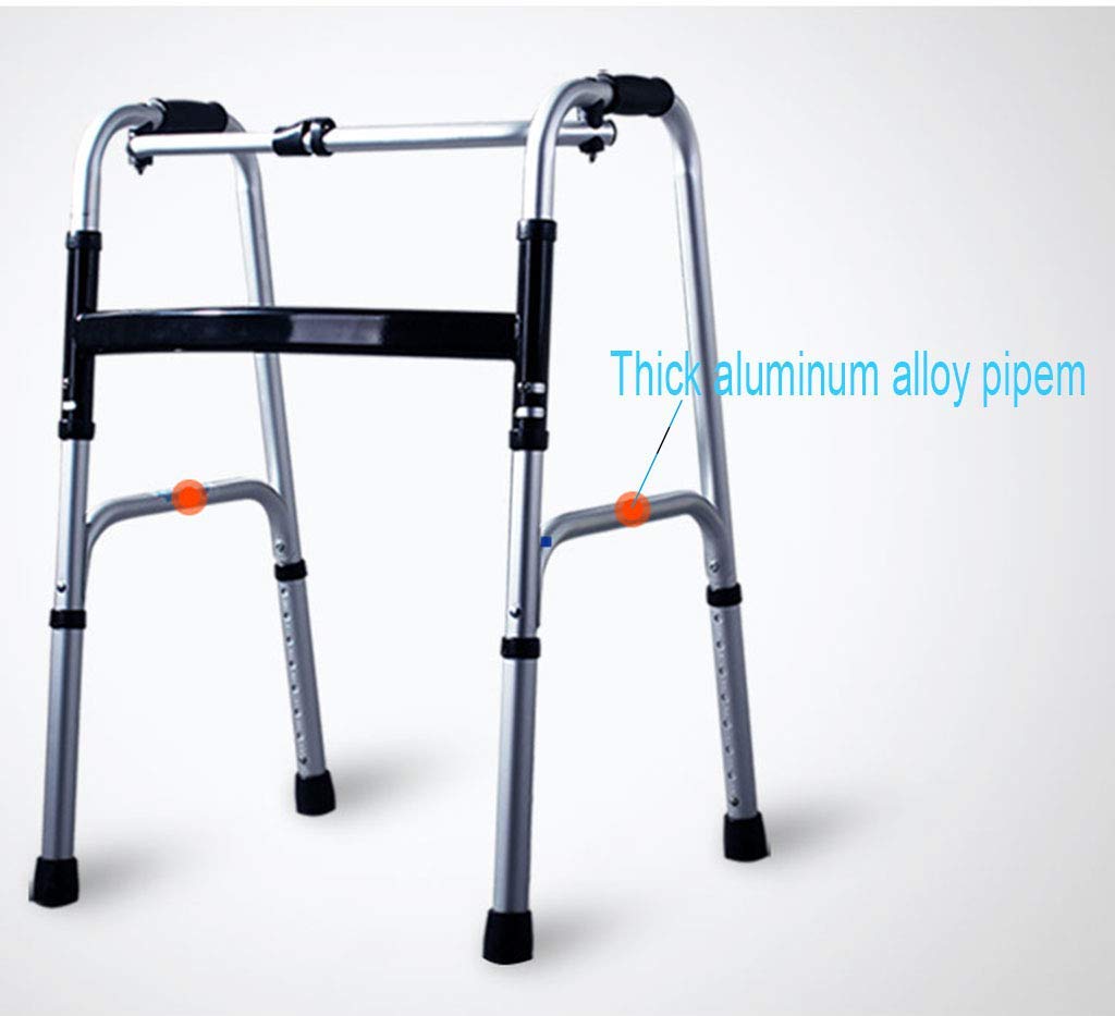 Silla de baño de rehabilitación de pie Andador Plegable para Ancianos Aleación de Aluminio Marco de pasamanos Plegable Ligero para Personas Mayores con muleta de Asiento (con Ruedas) Interesting