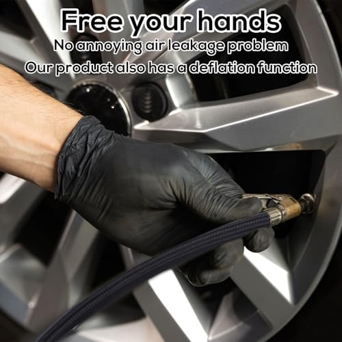 Image of Tire Inflator Extension Hose, Tire Valve Extension Tube High-Pressure Quick-Inflation Clip Connector Clip on Air Pump Chuck Adapter for Car Motorcycle Bicycle Maintenance Compressor Accessories