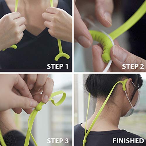 Image of BONE Lanyard Mask Tie (3 Packs), Face Mask Holder, Adjustable & Skin-Friendly Silicone Extender Strap, Ear Savers for Kids & Adults (Black - Brown - Gray)