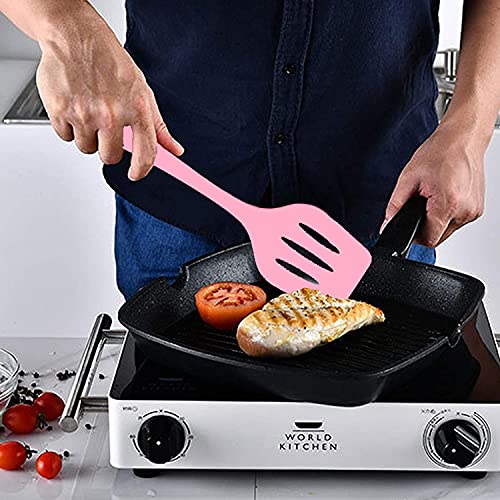 Image of Baskety Silicone Turner Spatula /Slotted Spatula, High Heat Resistant to 480F, Hygienic One Piece Design, Non Stick Rubber Kitchen Utensil for Fish, Eggs, Pancakes, Wok Pink Pack of 1