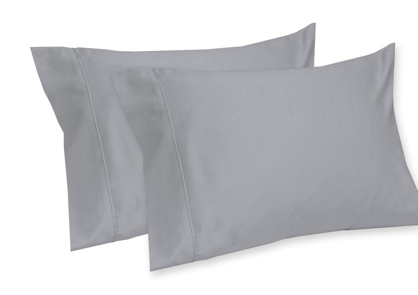 Royal TraditionSolid 600-Thread-Count, 100-Percent Cotton, 22-Inch Bed Sheets Set Standard Pillowcase Grey