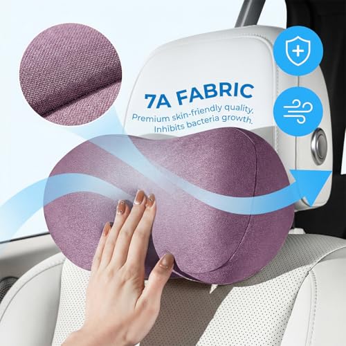 SWPHRT Car Headrest Pillow, Memory Foam Ergonomic Vehicle Neck Pillow with Adjustable Strap, Automotive Interior Seat Neck Support Cushion, Universal for SUV Automobile Truck (Black)