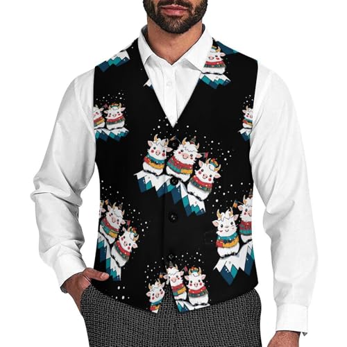 Tibetan Yaks Snows Mountain Men's Formal Suit Vest for Business Formal Or Casual Dress Waistcoat Wedding
