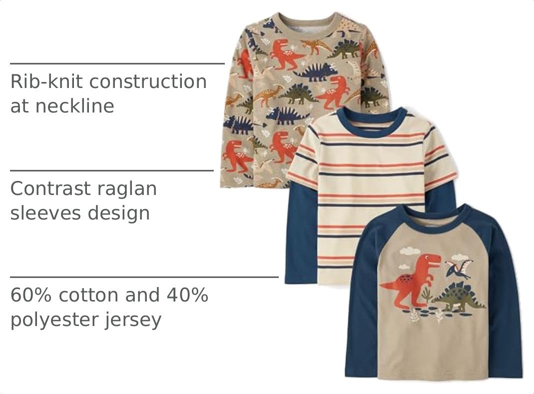 The Children's Place Baby Boys' and Toddler Long Sleeve Everyday Casual Knit Shirt