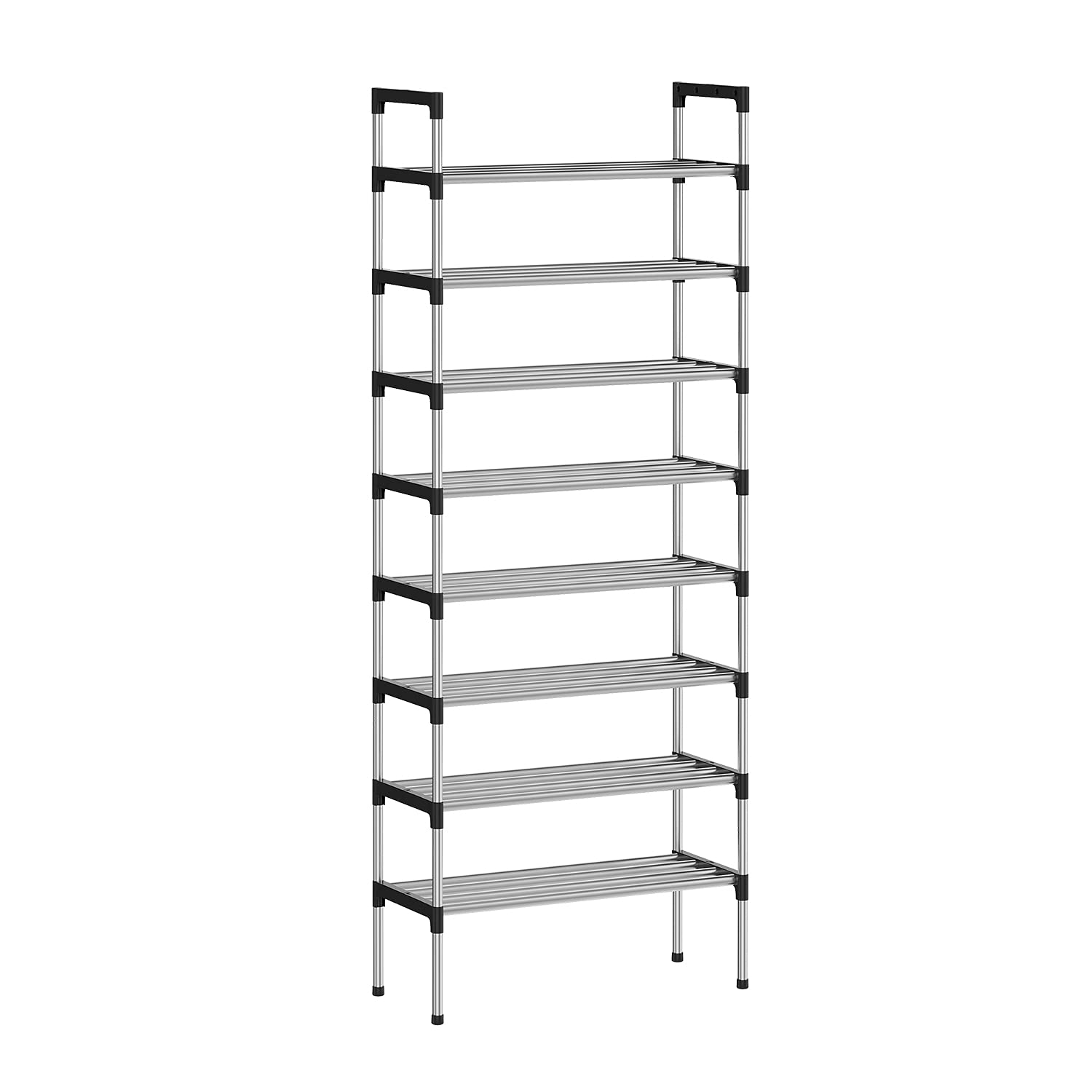 S-506 Scarpiera a 8 Ripiani, Scaffale Portascarpe, Organizzatore per Scarpe per 16-24 Paia di Scarpe, 30 x 56 x 140 cm, 16mm Addensare Extra Pipa, Corridoio, Camera da Letto (Argento)