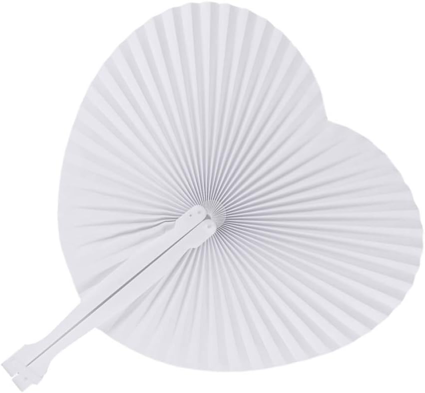 VOSAREA DIY 48pcs Heart Paper Fans Folding Fans for Wedding Festival Summer Party Decorations