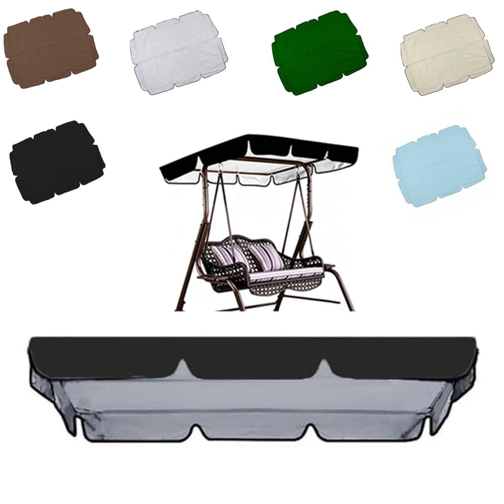 Generico Tetto Del Dondolo Da Giardino Ricambio 2-3 Posti, 420D Telo Oxford, Tettuccio Di Ricambio Per Dondolo Da Giardino,​ Copertura Di Ricambio Impermeabile(Black,98x72.8in-249x185cm)