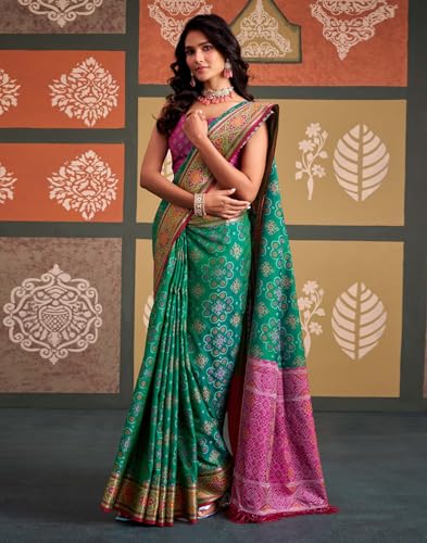 Image of MADHUHANSH Women's Cotton Linen Saree with Unstitched Blouse Piece and Floral Printed Pattern | Women Saree for Special Occasion | Stylish Modern Sarees