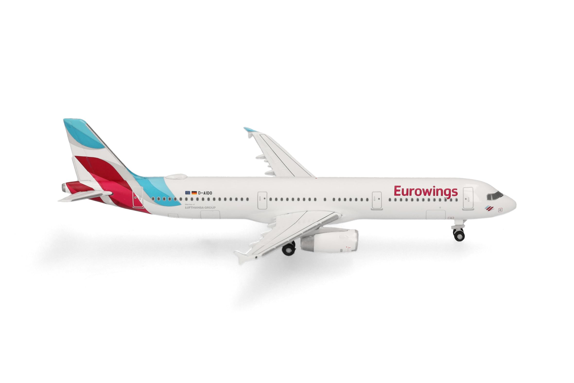 Herpa Modellflugzeug Eurowings Airbus A321-200, Miniatur im Maßstab 1:500, Sammlerstück, Flugzeug Modell ohne Standfuß, Metall