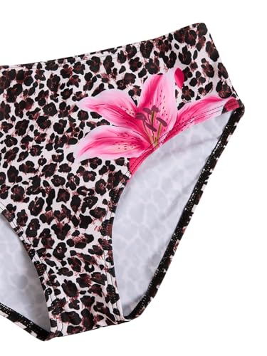 Image of RoseSeek Girl's 3 Piece Cute Bowknot Bathing Suit Halter Triangle High Waisted Swimsuit with Beach Cover Up Skirt