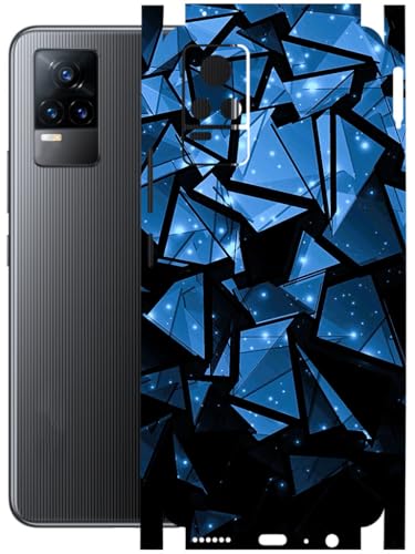 Image of AtOdds - Full Body Back Screen Guard Protector Film - Lamination Wrap Skin Sticker Compatible with VIVO Y73 | Scratchproof Matte Finish (Blue Crystals)