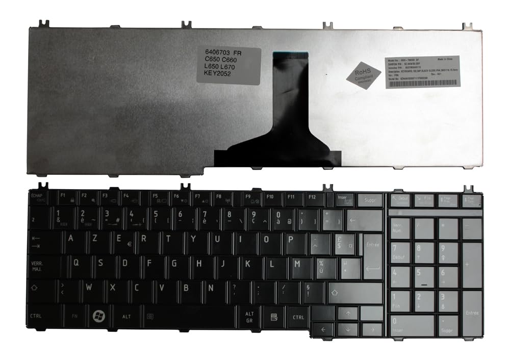 Clavier pour Ordinateur Portable Power4Laptops Noir Brillant AZERTY PC - 2