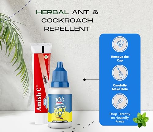 Image of Amish Combo Herbal Ant Gel & Amish-C Cockroach Gel 20g|10 Minutes Formula |Removes Entire Colony |Powerful 100% Organic No Chemical Repellent for Home Kitchen