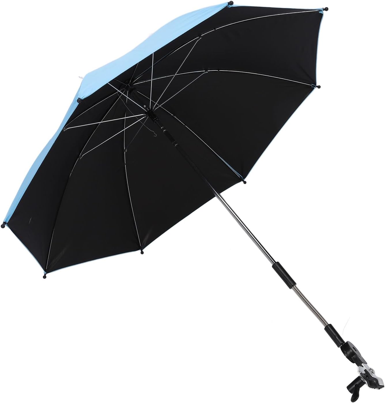 Baby Stroller Parasol Sun Shade Universal 360 Degree Adjustable Clip On Umbrella for Strollers Tricycles Lightweight Portable Sun Protection (Blue)