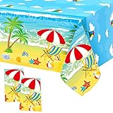 Summer Beach Tablecloth 2 Pack Plastic Hawaiian Party Decorations Pool Party Tablecloth Summer Table