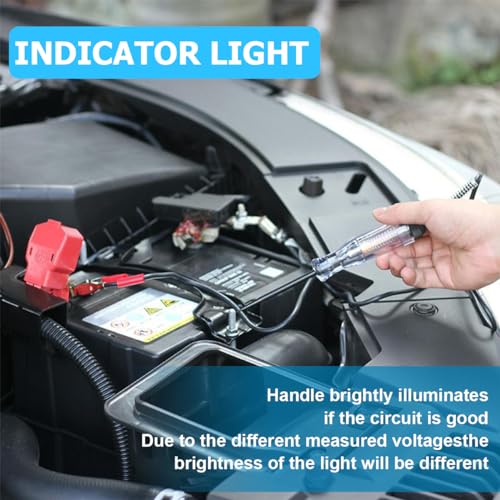 CGEAMDY Car Electrical Circuit Continuity Tester, Automotive Electrical Volt Test Light/Long Probe, DC 6V/12V/24V Auto Truck Car Electrical Circuit Continuity Tester Test Light Pen Tool(Black) - Image 4
