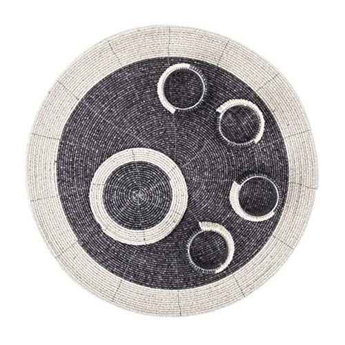 Penguin Home Handcrafted Glass Beaded Round Placemats, Coasters & Napkin Rings Set of 12 - Image 4