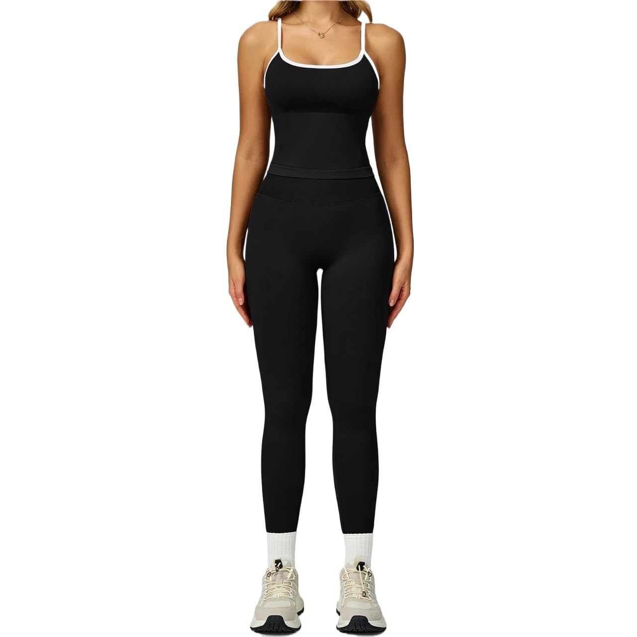 Set da yoga da donna Set da due pezzi for sport corsa all'aperto con logo personalizzato donna a contrasto di colore senza cuciture for yoga schiena cava e vita alta