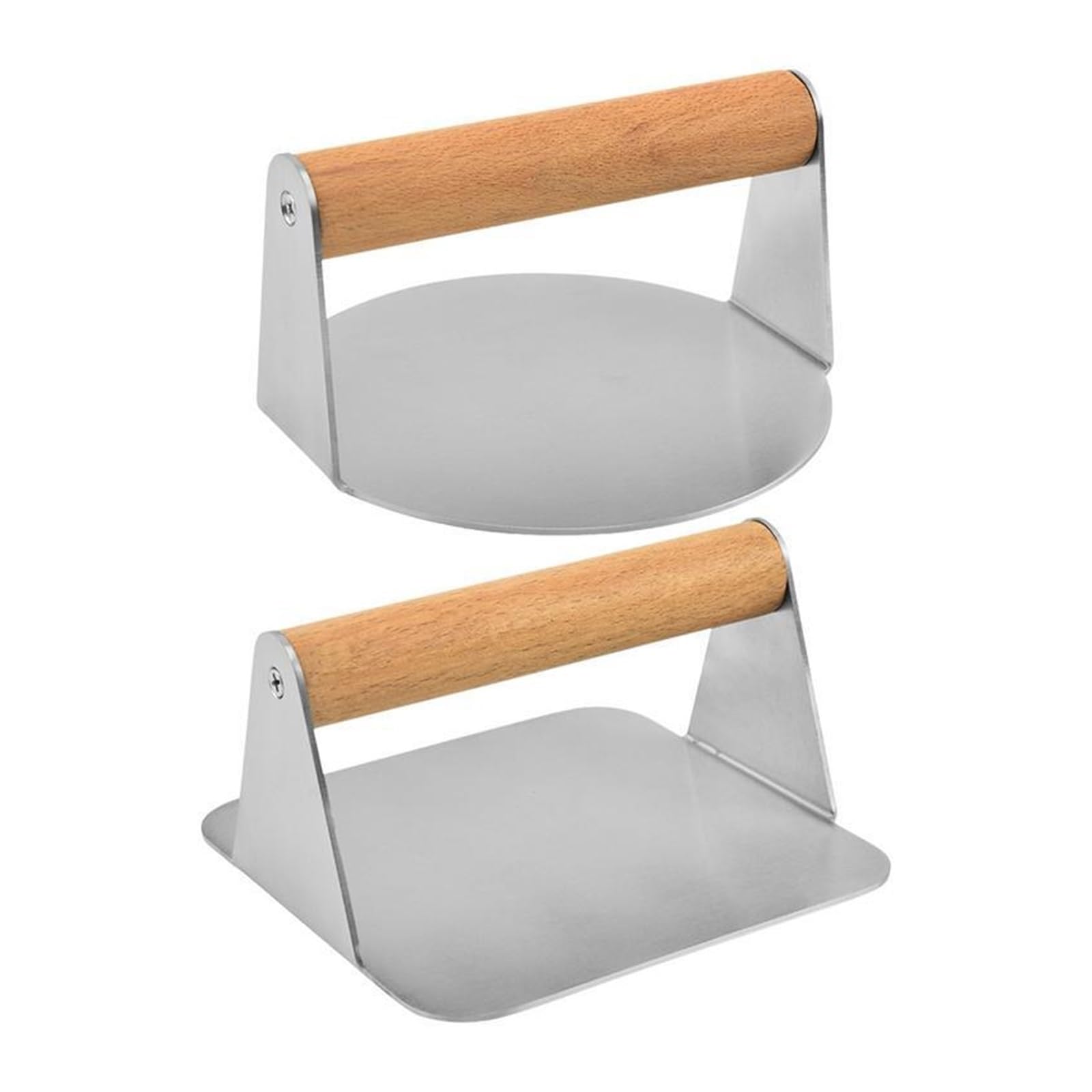 Pressa per Hamburger con Manico in Legno adiabatico Pressa per Hamburger in Acciaio Inox Pressa per Hamburger Professionale Pressa per Hamburger Quadrata Rotonda per Pancetta Pressa per