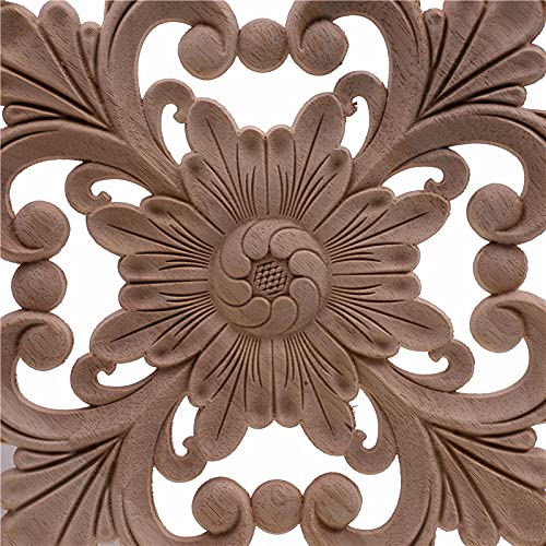 Sculpture sur bois florale Youther médaillon rond chic pour porte