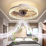 19.7' Ceiling Fan With Light And Remote Control, smart Bladeless Ceiling Fan Light, Household Fan Chandelier With 3 Colors 7 Speeds Timing Low Profile Fan, for Bedroom Living Room Kitchen office