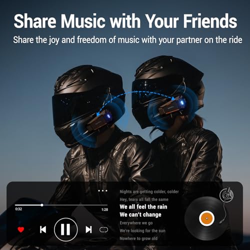 Image of EDYELL Motorcycle Helmet Bluetooth Headset,C2 Motorcycle Helmet Speakers with HiFi Sound,Group Communication System,IPX5 Waterproof /Call /Music /Noise Cancellation,Suitable for Riding /Snowmobile /Cycling