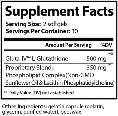 Miniatura 7 de Research Labs Suplemento de glutatión liposomal con Gluta-IV, absorción mejorada 100x sobre glutatión en polvo. 2 Fer 1 anuncio, 120 cápsulas