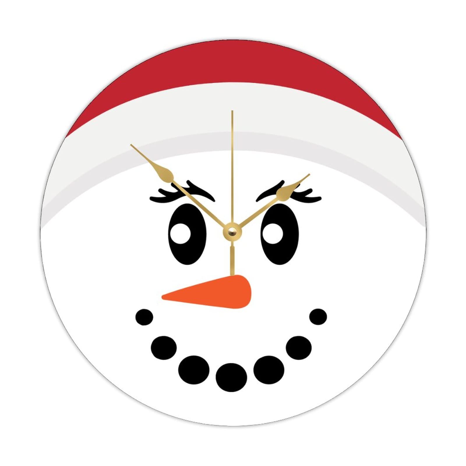 Horloge rétro de qualité en bois Noël visage bonhomme de neige