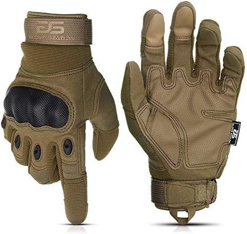 Glove Station - Tactical Shooting Hard Knuckle Gloves for Men and Woman with Touchscreen Fingers - Durable and Comfortable Hand-Gear for Outdoor Work Shooting and Hunting - Tan/Medium