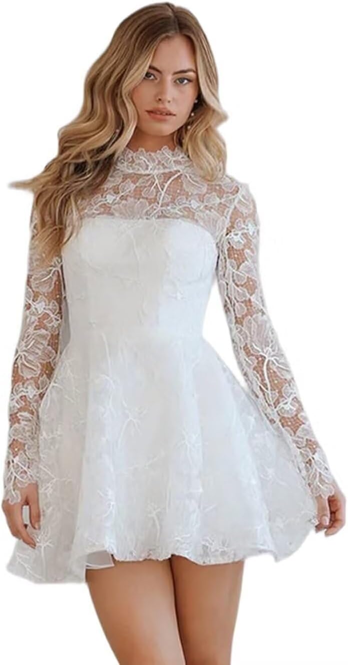 Short Wedding Dresses for Bride 2026 Boho Long Sleeve Mermaid Off Shoulder mini Bridal Gowns