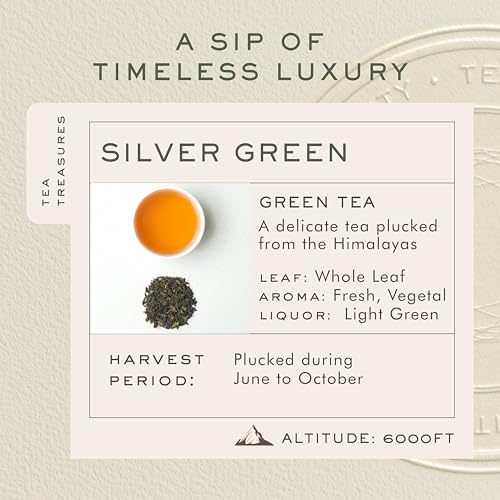 Image of Makaibari Tea Treasures Silver Green Darjeeling Green Tea | 100 gm Tin Caddy | Premium Loose Leaf Tea | Single Estate | Light, Fresh & Smooth | Rich in Antioxidants