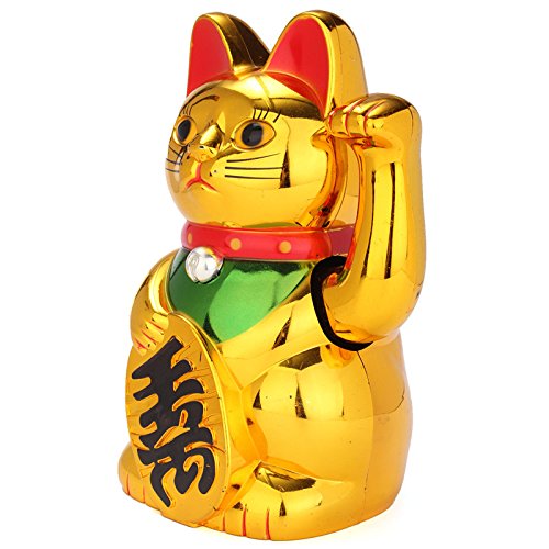 Lucky chat en mouvement mécanique figurine dorée de richesse