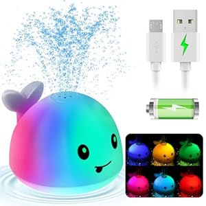 2024 Upgraded Baby Bath Toys, Rechargeable Light Up Bath Toys for Kids 1-3, Baby Toy 6-12 12-18 Months Whale Bath Toy Sprinkler, Fountain Bathtub Toys Toddlers Newborn Birthday Christmas Baby Gifts